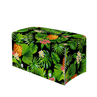 Black Hawaiian Pineapple Pattern Print Leather Tissue Box Cover