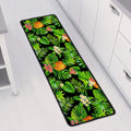 Black Hawaiian Pineapple Pattern Print Long Kitchen Mat