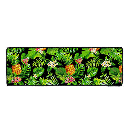 Black Hawaiian Pineapple Pattern Print Long Kitchen Mat