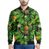 Black Hawaiian Pineapple Pattern Print Men's Bomber Jacket