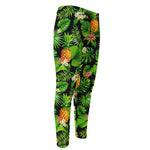 Black Hawaiian Pineapple Pattern Print Men's Compression Pants