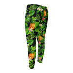 Black Hawaiian Pineapple Pattern Print Men's Compression Pants