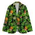Black Hawaiian Pineapple Pattern Print Men's Cotton Blazer