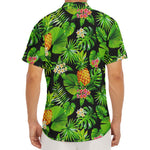 Black Hawaiian Pineapple Pattern Print Men's Deep V-Neck Shirt