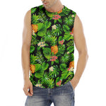 Black Hawaiian Pineapple Pattern Print Men's Fitness Tank Top