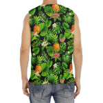 Black Hawaiian Pineapple Pattern Print Men's Fitness Tank Top