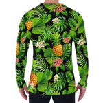 Black Hawaiian Pineapple Pattern Print Men's Long Sleeve T-Shirt