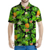 Black Hawaiian Pineapple Pattern Print Men's Polo Shirt