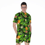 Black Hawaiian Pineapple Pattern Print Men's Rompers