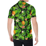 Black Hawaiian Pineapple Pattern Print Men's Shirt