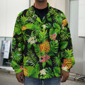 Black Hawaiian Pineapple Pattern Print Men's Shirt Jacket