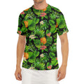 Black Hawaiian Pineapple Pattern Print Men's Short Sleeve Rash Guard
