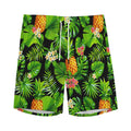 Black Hawaiian Pineapple Pattern Print Men's Athletic Shorts