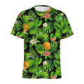 Black Hawaiian Pineapple Pattern Print Men's Athletic T-Shirt