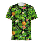 Black Hawaiian Pineapple Pattern Print Men's Sports T-Shirt