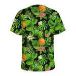 Black Hawaiian Pineapple Pattern Print Men's Sports T-Shirt