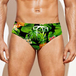 Black Hawaiian Pineapple Pattern Print Men's Swim Briefs