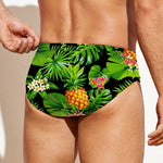 Black Hawaiian Pineapple Pattern Print Men's Swim Briefs