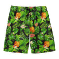 Black Hawaiian Pineapple Pattern Print Men's Swim Trunks
