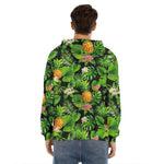 Black Hawaiian Pineapple Pattern Print Men's Velvet Pullover Hoodie