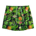 Black Hawaiian Pineapple Pattern Print Mesh Shorts