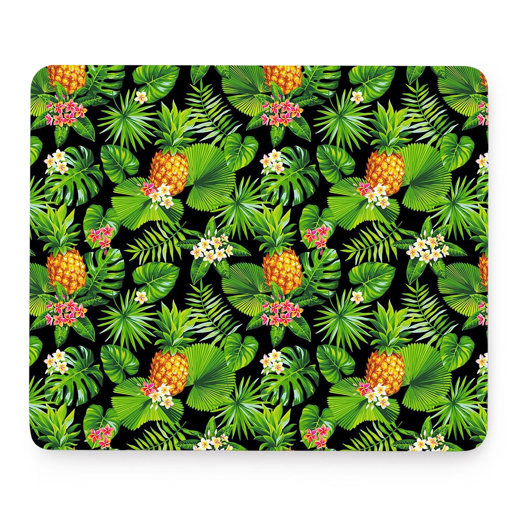 Black Hawaiian Pineapple Pattern Print Mouse Pad