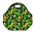 Black Hawaiian Pineapple Pattern Print Neoprene Lunch Bag