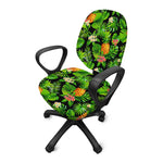Black Hawaiian Pineapple Pattern Print Office Chair Cover