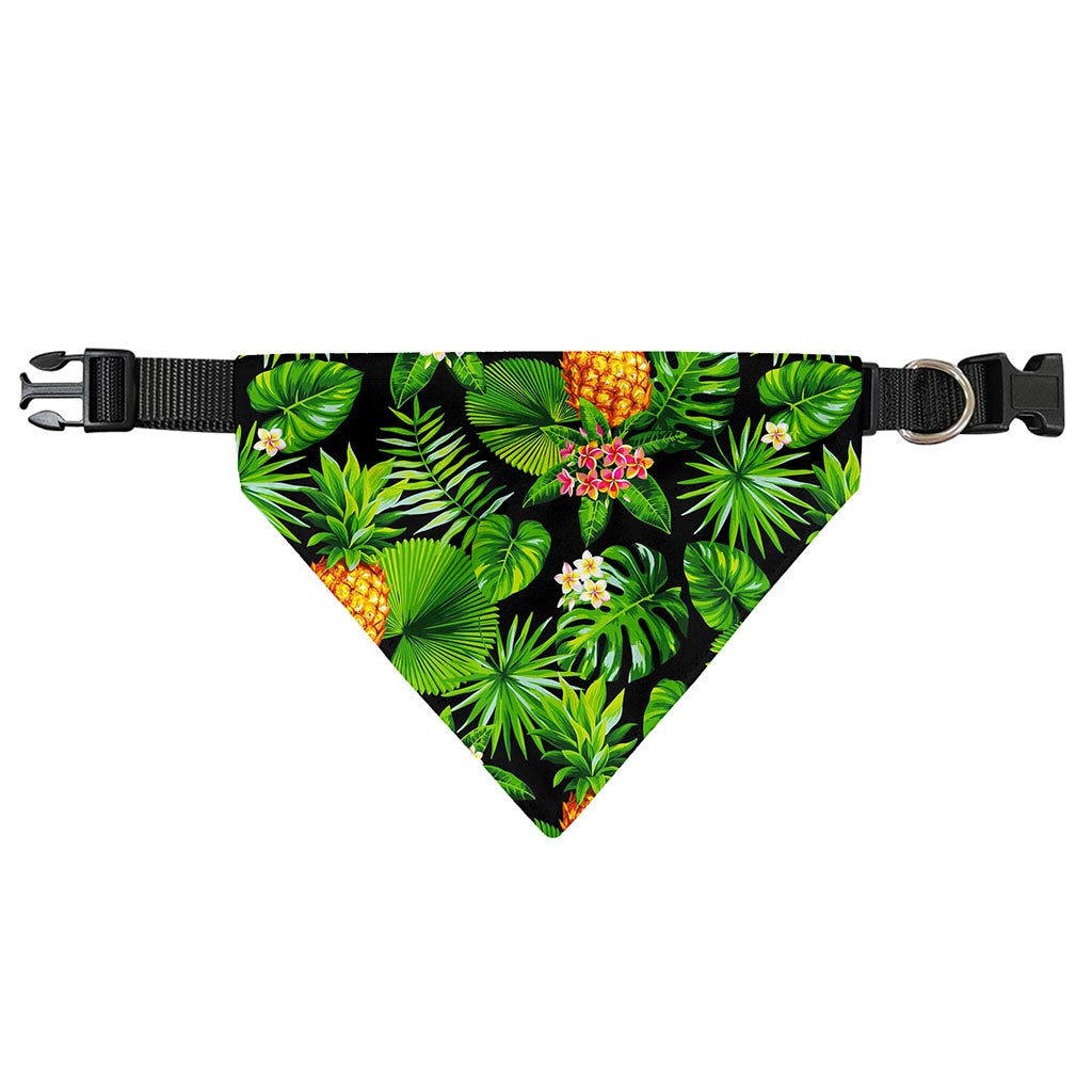 Black Hawaiian Pineapple Pattern Print Over The Collar Dog Bandana