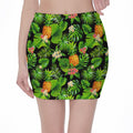 Black Hawaiian Pineapple Pattern Print Pencil Mini Skirt