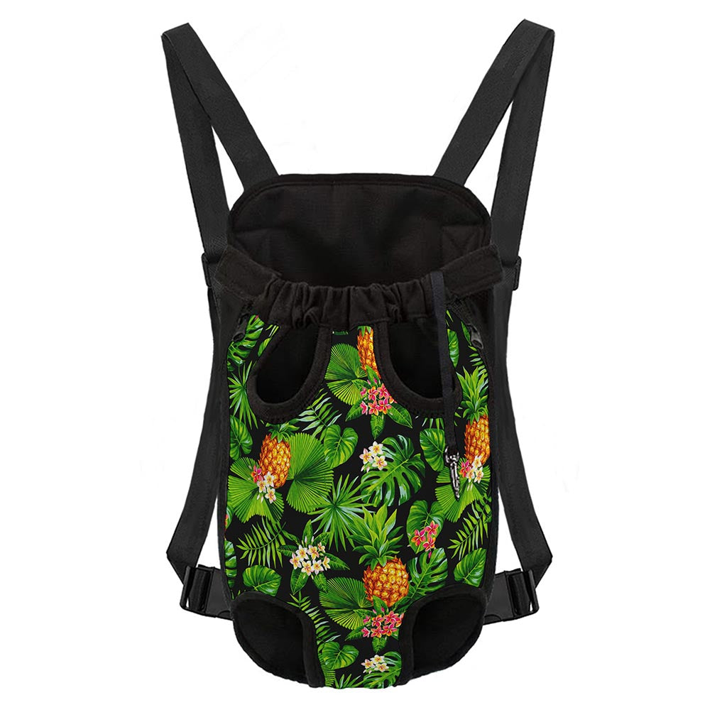 Black Hawaiian Pineapple Pattern Print Pet Carrier Backpack