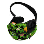 Black Hawaiian Pineapple Pattern Print Pet Sling Carrier