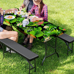 Black Hawaiian Pineapple Pattern Print Picnic Table Cover