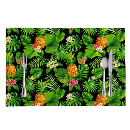 Black Hawaiian Pineapple Pattern Print Placemat