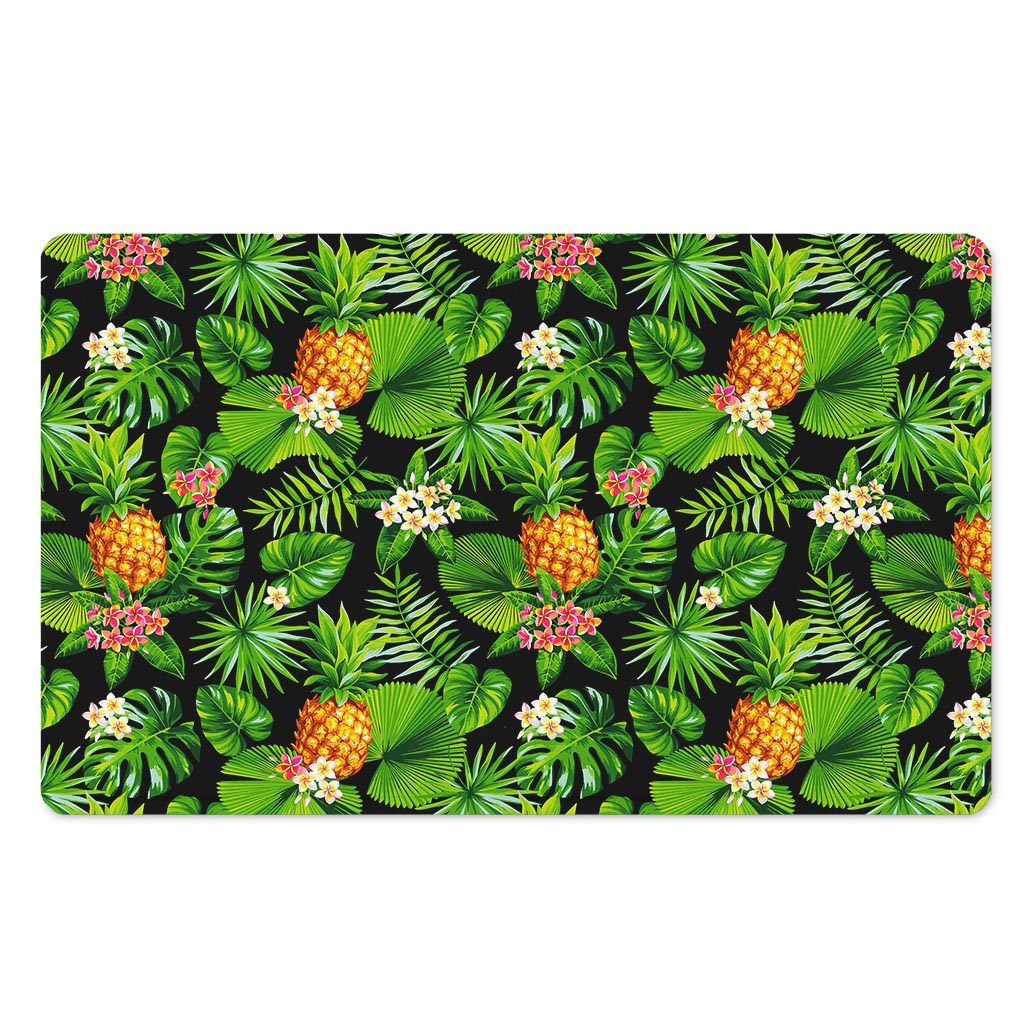 Black Hawaiian Pineapple Pattern Print Polyester Doormat