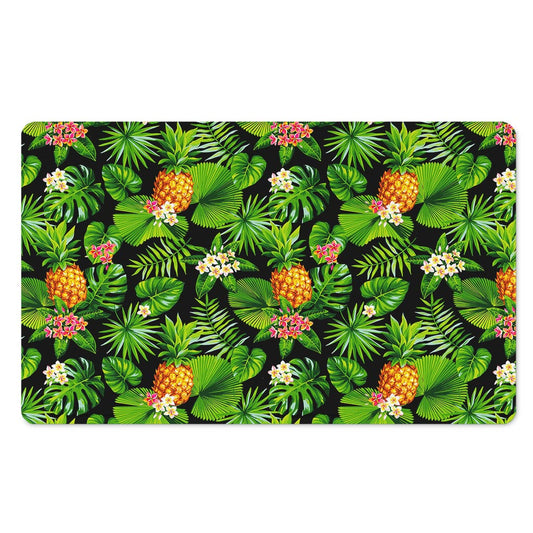 Black Hawaiian Pineapple Pattern Print Polyester Doormat