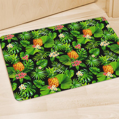 Black Hawaiian Pineapple Pattern Print Polyester Doormat