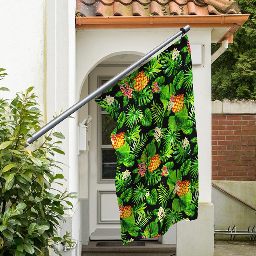 Black Hawaiian Pineapple Pattern Print Polyester Flag