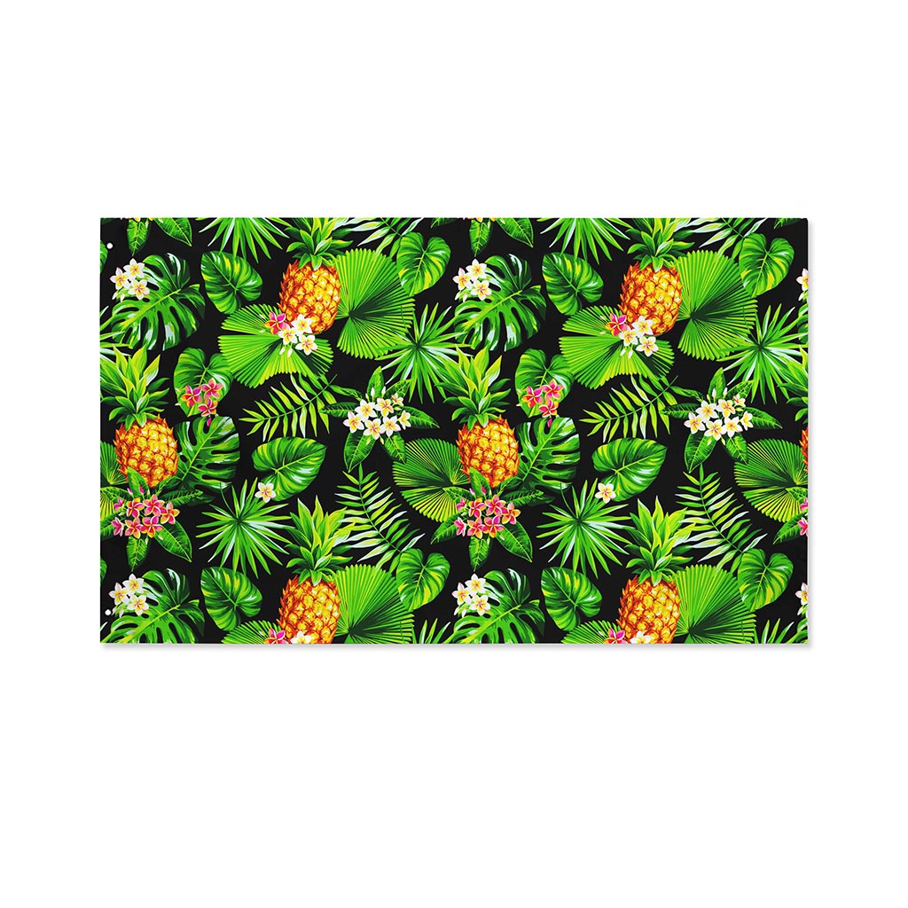 Black Hawaiian Pineapple Pattern Print Polyester Flag
