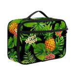 Black Hawaiian Pineapple Pattern Print Portable Lunch Bag
