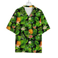 Black Hawaiian Pineapple Pattern Print Rayon Hawaiian Shirt