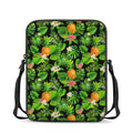 Black Hawaiian Pineapple Pattern Print Rectangular Crossbody Bag