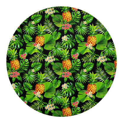 Black Hawaiian Pineapple Pattern Print Round Blanket