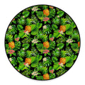 Black Hawaiian Pineapple Pattern Print Round Floor Mat