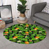 Black Hawaiian Pineapple Pattern Print Round Rug