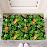 Black Hawaiian Pineapple Pattern Print Rubber Doormat