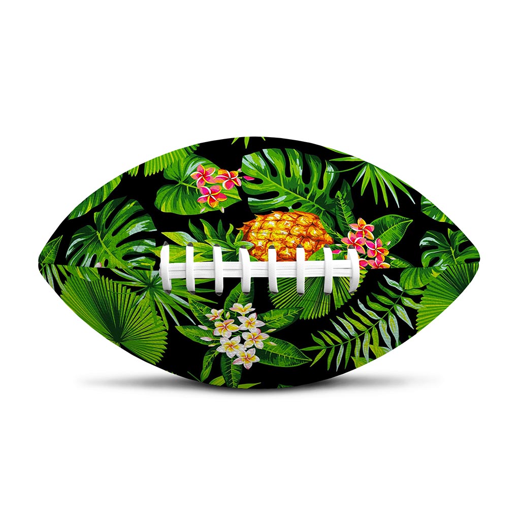 Black Hawaiian Pineapple Pattern Print Rugby Ball