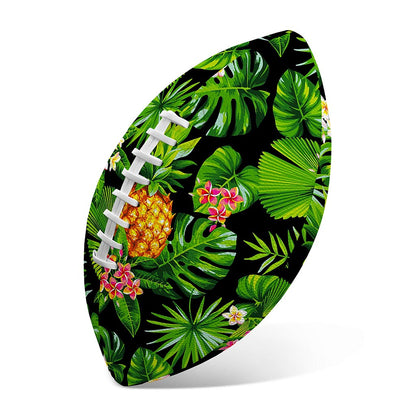 Black Hawaiian Pineapple Pattern Print Rugby Ball