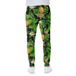 Black Hawaiian Pineapple Pattern Print Scuba Joggers