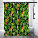 Black Hawaiian Pineapple Pattern Print Shower Curtain